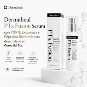 Dermaheal PTx Fusion Serum 30 ml con PDRN, Exosomas de Panax Ginseng y Péptidos Biomiméticos desarrollado en Corea del Sur.